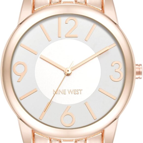 Women's Rose Gold Bracelet Watch Mineral Crystal Dial Adjustable Clasp - Picture 1 of 4